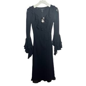 Express Dress Women 1/2 Black Ruffle Sleeve NWT Stevie Nicks Witchy Whimsigoth